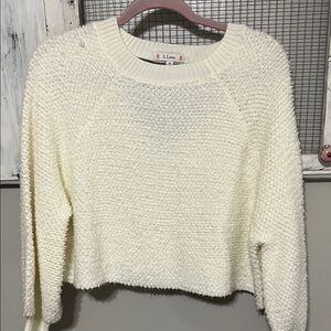 L Love Women's Ivory Cropped Knit Sweater